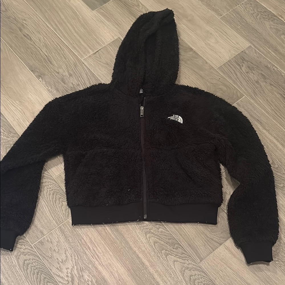 The North Face Girls Black Cropped Fleece Jacket Size Large